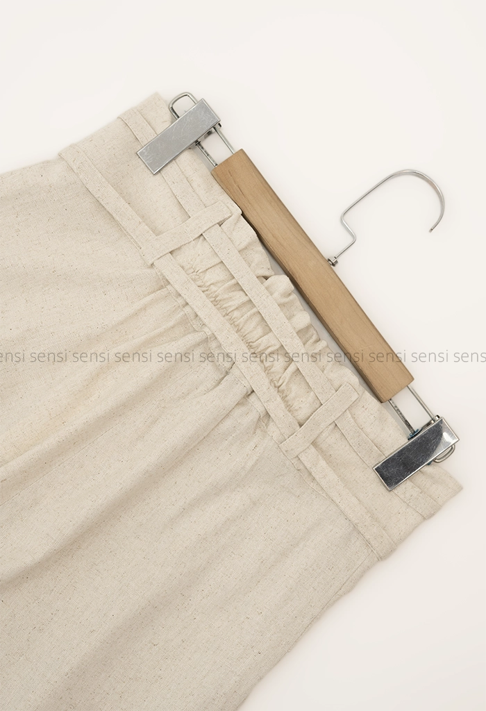 شلوار لینن دوغزن کمر بندی کد1005393